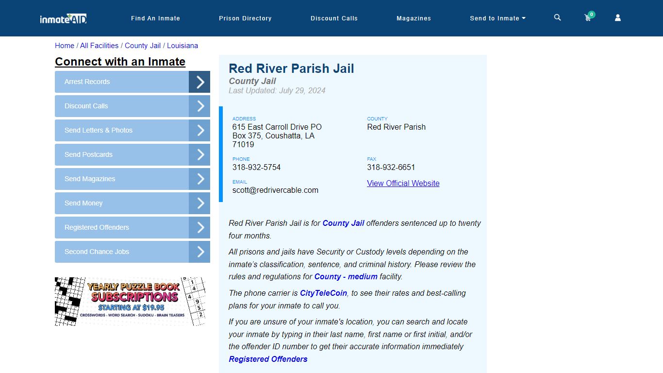 Red River Parish Jail - Inmate Locator