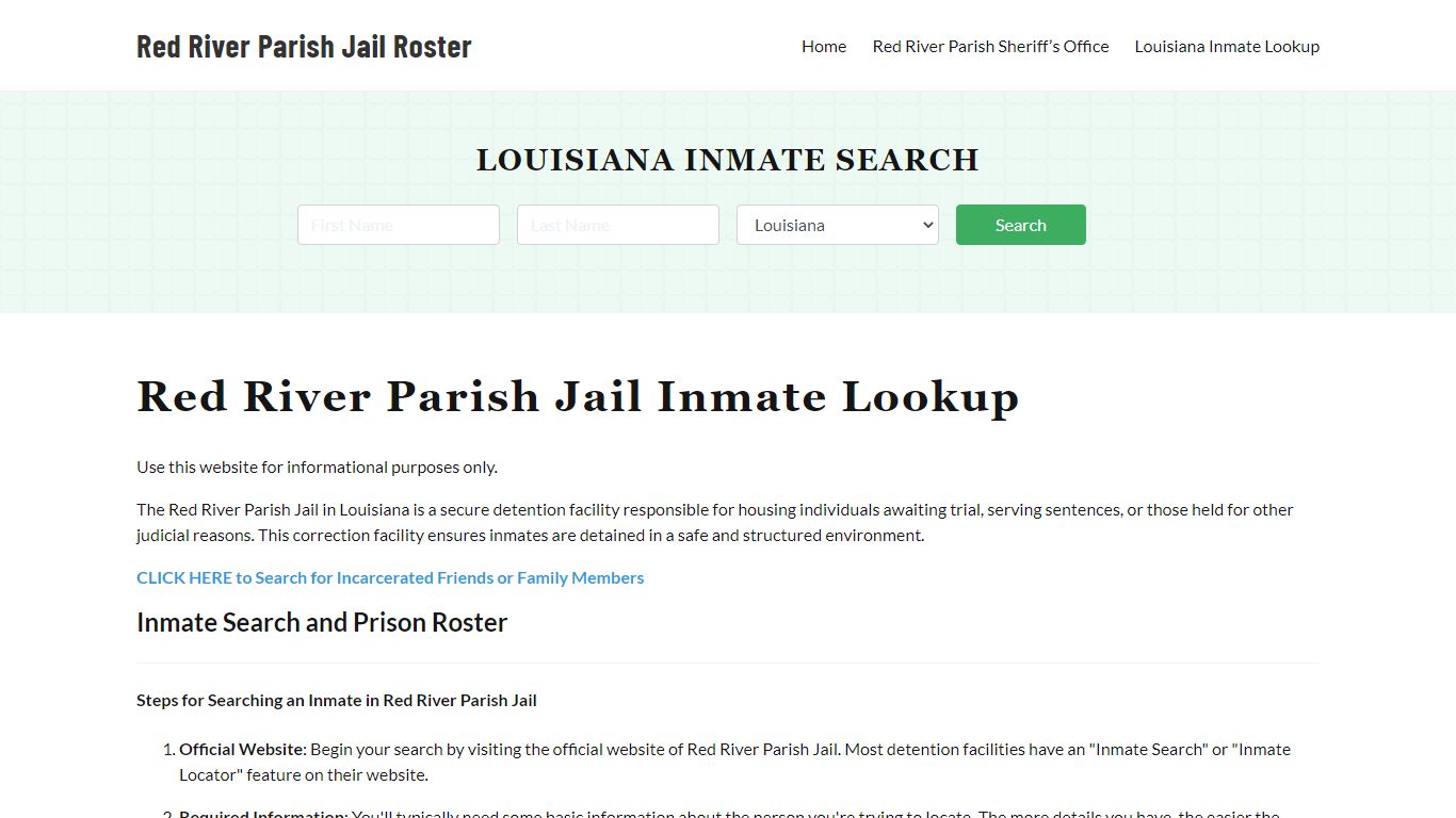 Red River Parish Jail Roster Lookup, LA, Inmate Search